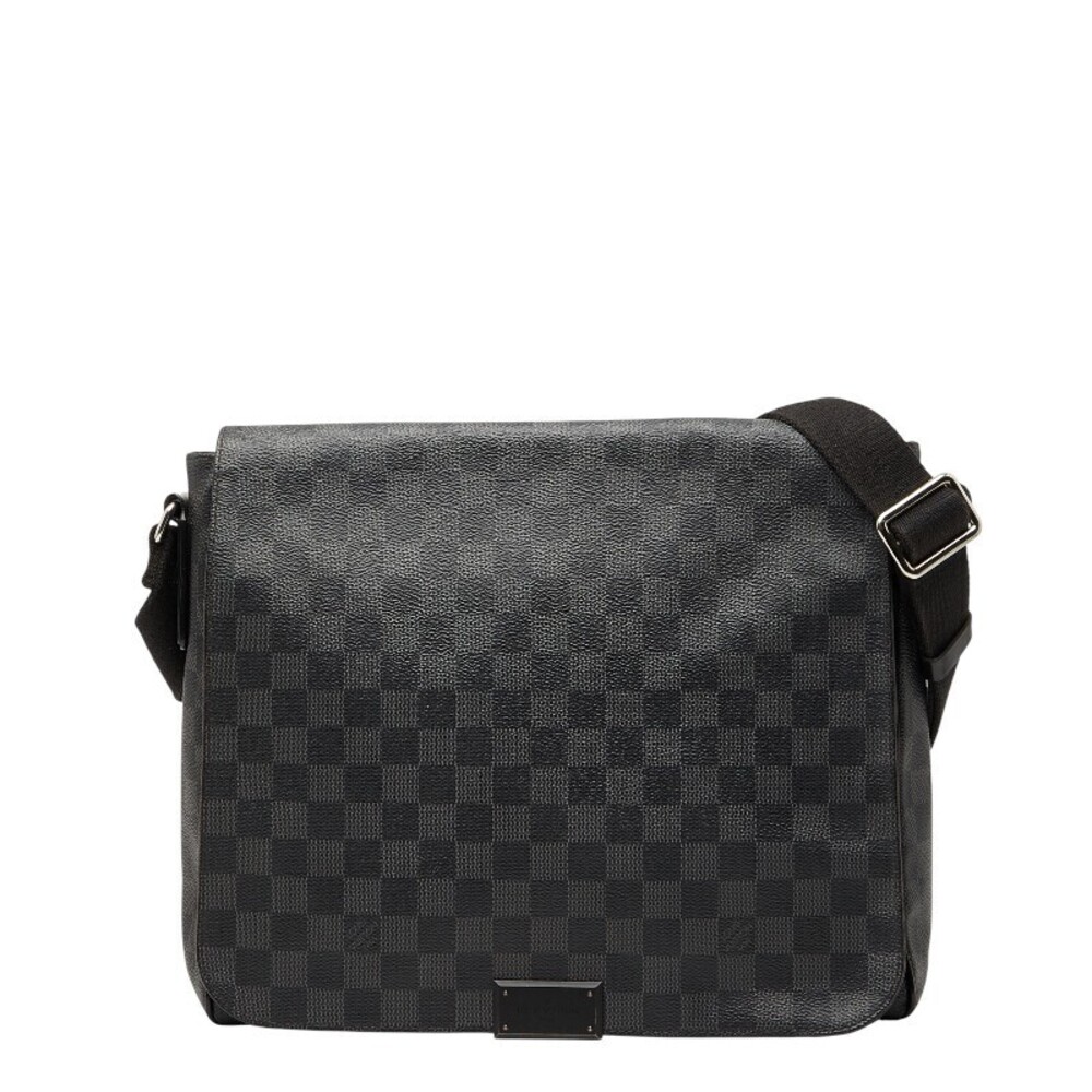 Louis Vuitton Damier Graphite Black District Shoulder Bag Black Leather